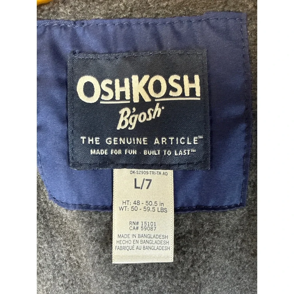 OshKosh B'gosh Kids‎ L7 Puffer Jacket Hooded Blue Red Winter Warm Sherpa Lined